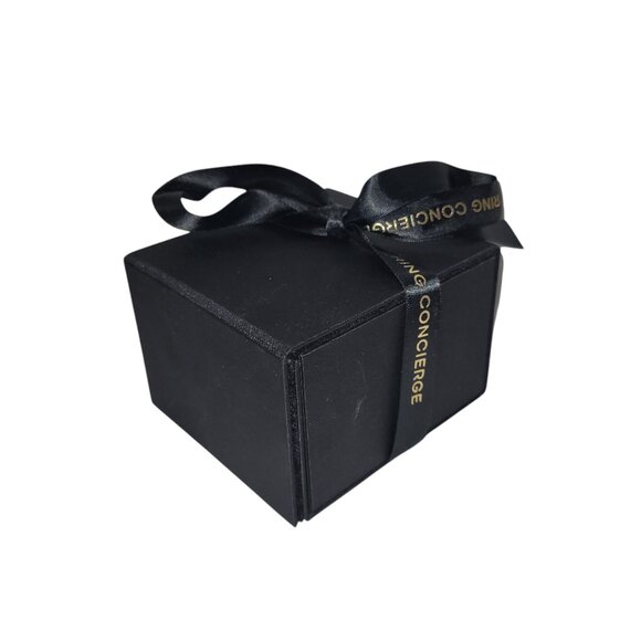 Ring Concierge Bracelet Box Black Empty Magnetic Attached Ribbon Pillow Logo - Picture 14 of 14